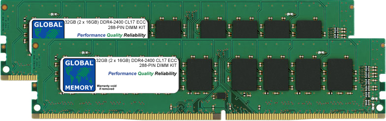 32GB (2 x 16GB) DDR4 2400MHz PC4-19200 288-PIN ECC DIMM (UDIMM) MEMORY RAM KIT FOR SUN SERVERS/WORKSTATIONS